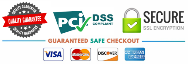 SSL Secure Checkout. We Accept Visa, Mastercard, AMEX, and Discover.